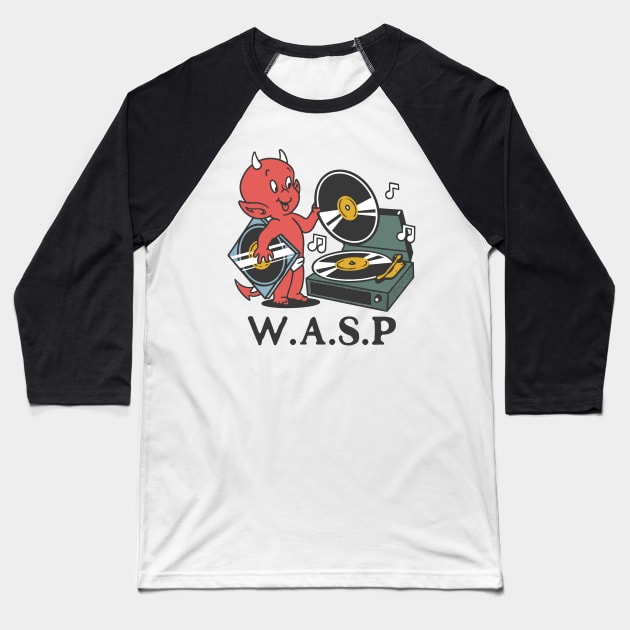 wasp devil record Baseball T-Shirt by mantaplaaa